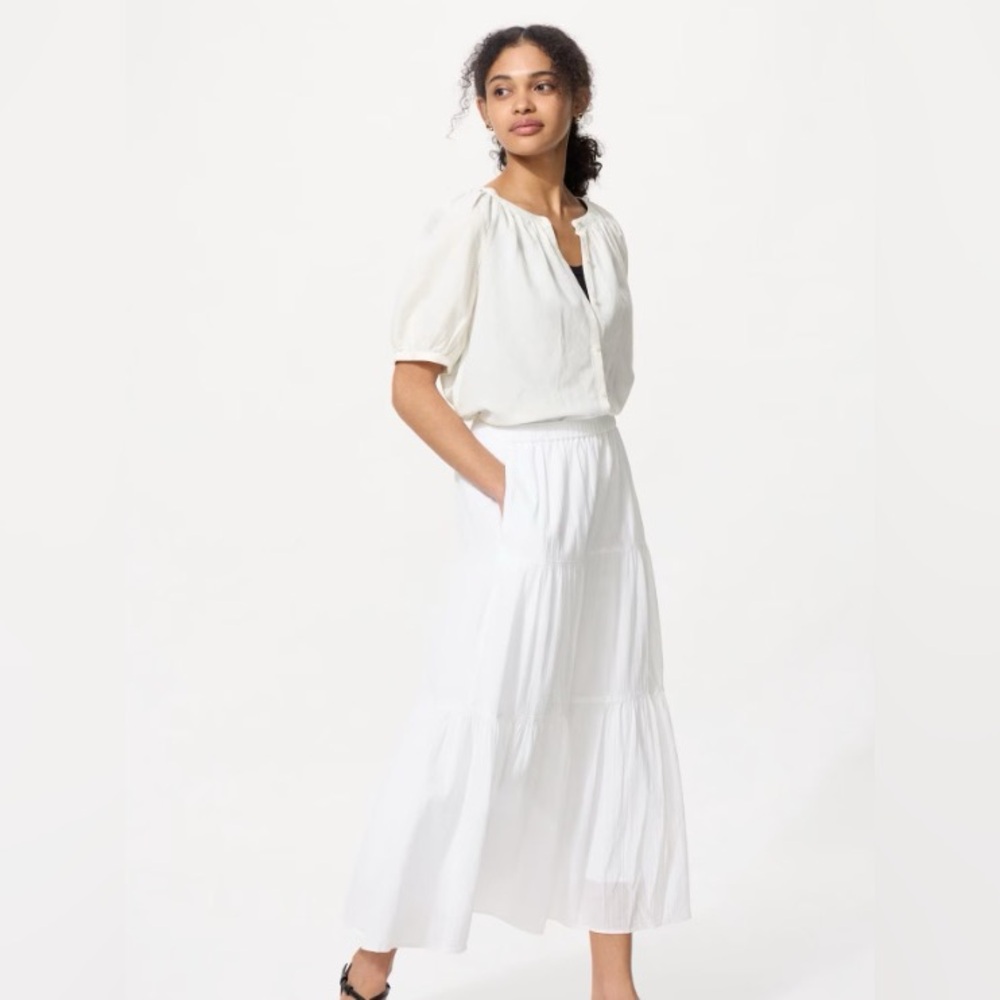 Uniqlo White Tiered Maxi Skirt XS - NWT